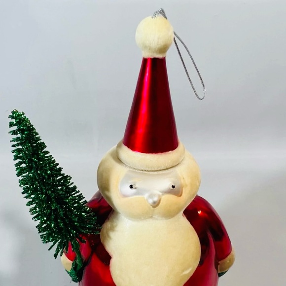 Vintage Bath & Body Works Glass Santa Claus Ornament 7.5" Flocked Beard LARGE - Picture 3 of 6